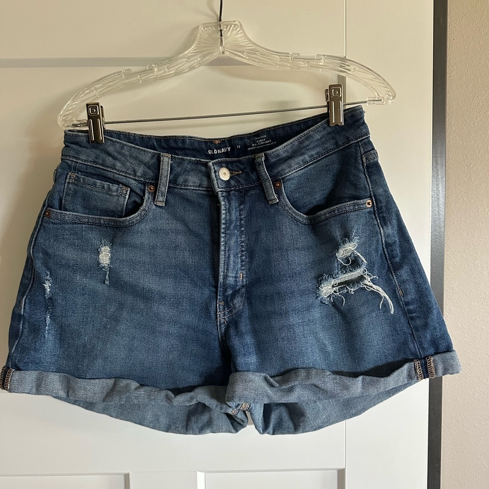 Old Navy Blue Jean Shorts Distressed Cuffed Hem